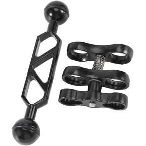 Aluminum Alloy Scuba Diving Light Torch Dual Ball Joint Arm and 1 Set Butterfly Clip Clamp Mount for Underwater Photography Camera, Black, 202381