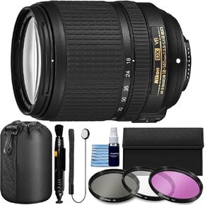 Nikon AF-S DX Nikkor 18-140mm f/3.5-5.6g Ed VR VR Levent Lens Box مع مجموعة مرشح 3pc (UV ، CPL ، FLD) ، حقيبة عدسة ، قلم عدسة + أكثر (حزمة 10 قطعة)