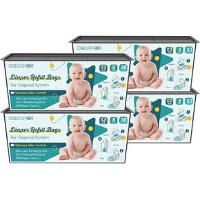 2 Pack Diaper Pail Refill Bags 60 Count, Compatible with Genie Easy Roll Signature and Platinum Pails, 7-Layer Odor-Barrier Technology, Extra Thickness, Holds up to 2800 Newborn Diapers