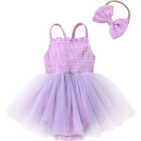 طفلة طفلة الصيف رومبير فستان بلا أكيام شبكة توتو تنورة عارية الظهر مع عقال in Kuwait