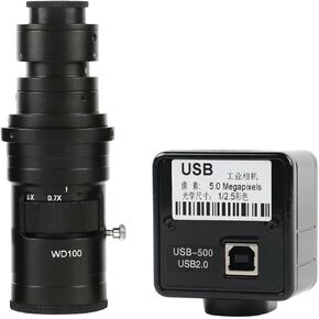 5.0MP USB Video Camera Electronic Digital Eyepiece Microscope Exemption Driver Measurement Software High Resolution(with 200x Lens)