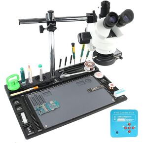 Microscope 7-45X Trinocular Microscope HDMI USB 3800W Industrial Aluminum Alloy Work Repair Base for PCB Board CPU Repair Soldering