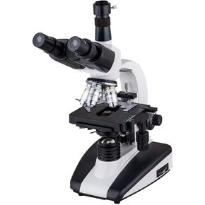 Trinocular Biological Microscope 40X-1600X with LED Light for School Laboratory & Science Education, Coaxial Focusing, Achromatic Lenses