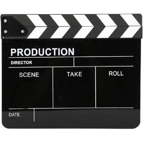 Movie Film Clap Board, Acrylic Clapperboard Director Professional Movie Film Action Clap Photography Tool Cut Action Scene Clapper Board, 30x25CM(#2)