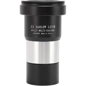 2X Barlow Lens 1.25in, Fully Multi Coated Optical Glass, Metal Aluminum Construction, Telescope Eyepiece Accessory with Dust Covers, M42x0.75mm Male Thread for T2 Mounts