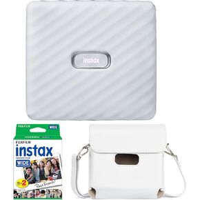 Fujifilm Instax Link Wide Printer Ash White + Fuji Wide Twin Pack Film + Case