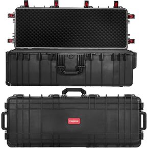 Waterproof Rolling Case 44 x 17.5 x 13.5 Inch, with Foam/Wheels/ 3 Large Handles for Camera, Tool, Equipment, Crushproof, Lockable, Transport Roller Hard Case, Inner 40.4" x 13.9" x 10.8"