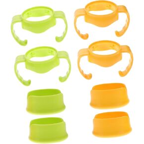 4 Sets Feeder Handles for Nursing Bottles Comfortable and Removable Milk Bottle Handle Holders with Base Safe Scalding Design for Easy Transition from to Cup