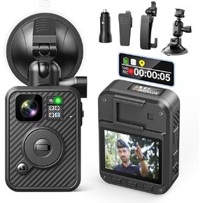 BOBLOV F2 64GB Body Camera with Dual-Screen, GPS Body Worn Camera, 2K Body Cam with Intuitive Large Button for HD Video Security Guard, Enforcement Officers, Drivers, Delivery Recording(64GB)