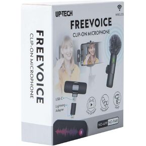 Wireless Lavalier Microphone – Plug & Play Clip-On Mic with USB-C & Lightning Adapters – No App Needed – for iPhone, Android, TikTok, YouTube, Zoom, Interviews