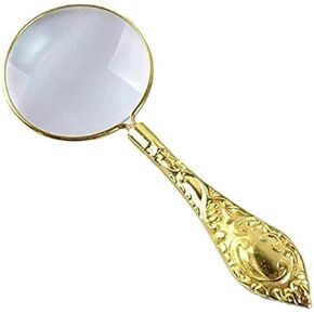 1Pc Portable Handle Magnifyiglass Handheld Metal Glass Magnifier Readinewspaper Retro Nostalgia European Style/Den