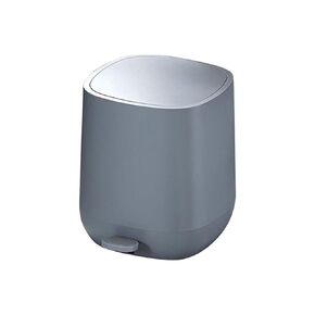 Nordic Pedal Round Trash Can, Foot-Operated Household Waste Bin, Creative Bathroom Bedroom Indoor Compost Bin for Kitchen, Detachable Inner Bucket, Quiet Closing Lid(Grey)