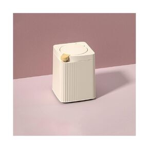Creative Desktop Trash Can with Press Lid, Small Waste Paper Basket for Home, Office, Bedroom, Kitchen – 9L, White(White)
