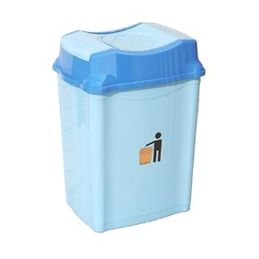 6/12/20/30/50/80L Plastic Swing-Top Trash Can with Removable Lid, Indoor & Outdoor Garbage Bin for Kitchen, Bathroom, and Commercial Use(Blue,6L)