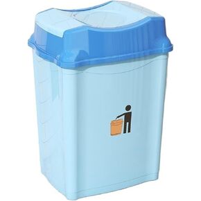 6/21/20/30/50/00LL سلة المهملات البلاستيكية التي تتأرجح مع غطاء قابل للإزالة ، صندوق القمامة الداخلية والخارجية للمطبخ والحمام والاستخدام التجاري (الأزرق ، 6L) in Kuwait