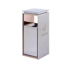 Stainless Steel Trash Can with Push-Pull Lid, Vertical Trash Cabinet, Indoor & Outdoor, Hotel Lobby, Supermarket, Shopping Mall, Scratch-Resistant, 20L Capacity