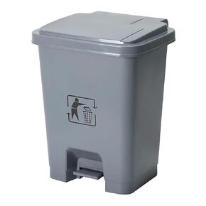 Step-On Garbage Recycling Bin with Lid, 4.5 Gallon Plastic Trash Can for Kitchen, Office, and Outdoor Use, Gray, 20L Capacity