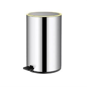 8L Foot-Operated Stainless Steel Trash Can with Lid, Simple Kitchen Garbage Basket, Household Storage, PP Inner Barrel, Hydraulic Damping Lift(Rosso)