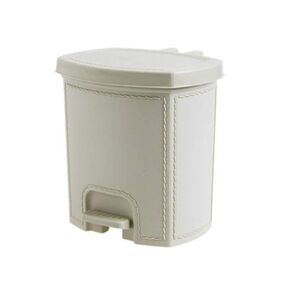 9L Pedal Trash Can with Flip Lid, Imitation Leather Design for Kitchen, Bathroom, Office, Living Room, Beige/Gray, 7L/9L Capacity(7L)