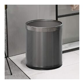 Black & Gold Stainless Steel Indoor Trash Can, 10L/14L Round Kitchen, Living Room, Office High-End Paper Basket(Large 14L)
