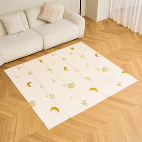 Baby Play Mat for Floor - 79" x 71" Foldable & Double-Sided Extra Large Crawling Mat with Carry Bag, Non-Slip Waterproof Foam Playmat for Infants & Toddlers - Cosmo & Critters