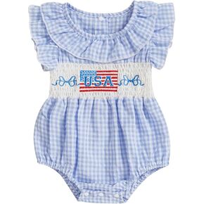 FYBITBO Baby Girl 4th of July Outfit 4th of July Usa Onesie Bubble Romper Newborn American Flag Fourth of July Clothes
