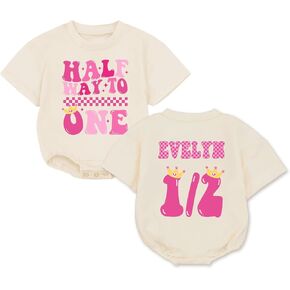 Custom 1/2 Way To One Baby Girl Outfit, Half Birthday Outfit Baby Girl, 1/2 Birthday Girl Outfit, 6 Month
