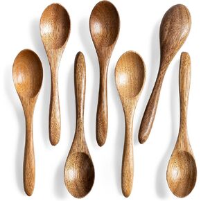 2 PCS Small Wooden Spoons, 5.8 Inch Honey Spoons for Tea, Hardwood Wooden Honey Teaspoon for Coffee, Little Tiny Wood Spoons, Bamboo Table Spoon for stirring, Wooden Spoons for Utensils Set