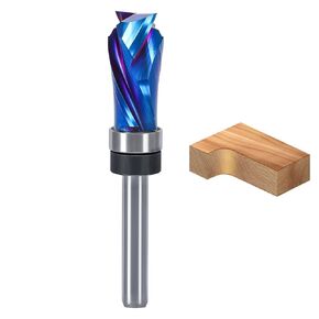 Compression Flush Trim Router Bit with Top & Bottom Bearing, 1/4" Shank, 1/2“ Cutting Dia Pattern Template Flush Cut Solid Carbide Router Bit for Woodworking Trimming