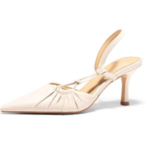 Coutgo Womens Slingback Kitten Heels Closed Pointed Toe Pumps D'Orsay Wedding Party Dress Shoes