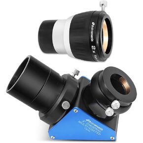 Astromania 2 Inch 2X Barlow Lens - Bundle with - 2 Inch 90-Degree Diagonal Mirror