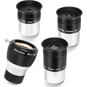 Astromania 2 Inch 2X Barlow Lens - Bundle with - 1.25-Inch 6mm 12.5mm 20mm Plossl Telescope Eyepiece Set