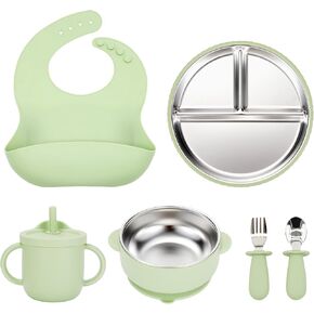 Stainless Steel Suction Plates for Babies and Stainless Steel baby Plates with Suction for Kids Baby Feeding set and Weaning set