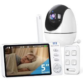 Elderly Monitor with Camera and Audio & Call Button, 2-Way Talk Room Monitors for Elderly, Med Reminder Temp Alert Baby Monitors for Elderly Care & Caregivers, PTZ Camera for Senior Monitoring/No WiFi