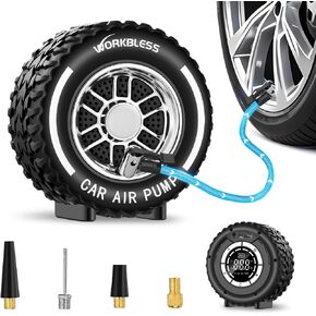 150 PSI Tire Inflator Portable Air Compressor, Cordless 6000mAh & 12V DC Air Pump with LED Light, Auto Shut-Off & Digital Pressure Gauge for Car Tires, Sports Balls, Bike, Motorcycle, Paddle Board