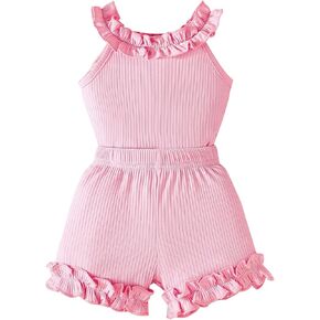 Newborn Baby Girl Clothes Summer Outfits Mullein Lace Sleeveless Top and Shorts Set Perfect Gifts for Baby Girls