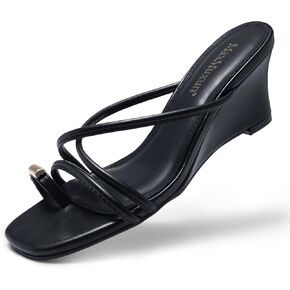 Maxmuxun Women's Wedge Strappy Sandals مريحة زلة صيف غير رسمية على أخمص القدمين تتخبط الأحذية