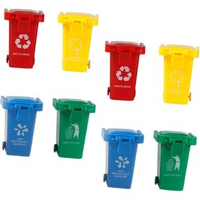SUPVOX 8Pcs Push Trash Can for Flip Lid Garbage Can for Trash Sorting Play Fun Educational Garbage Bins for Boys