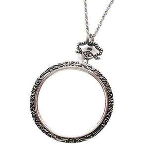 JSEIAJB Portable Necklace Magnifier, 10x Handheld Vintage Magnifying Glass Pendant Necklace Decorative Gift Loupe for Library Reading