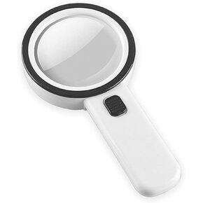 JSEIAJB 30X Magnifying Glass with LED Light Handheld Lighted Magnifier Microscope Lens Backlit Reading Magnifiers for Seniors