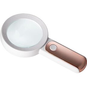 JSEIAJB 30x LED Light with Cold and Warm Light Elderly Reading and Maintenance Glass Magnifying Glass