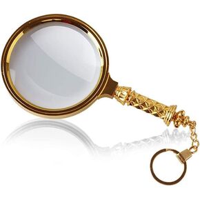 JSEIAJB Handheld Metal Handle Old Man Reading Looking at Magnifying Glass High Magnification 10 Times Microscope