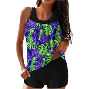 سويسيني للنساء للنساء الأزهار الطباعة السيطرة البطن عالية الخصر على شاطئ swimdress مجموعة