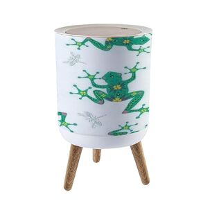 Small Trash Can with Lid Seamless Pattern Cartoon Tropical Animals Plants Baby Kid Tropical Garbage Bin Pet Proof Waste Basket for Kitchen Bathroom Office Bedroom Decorative 1.8 Gallon