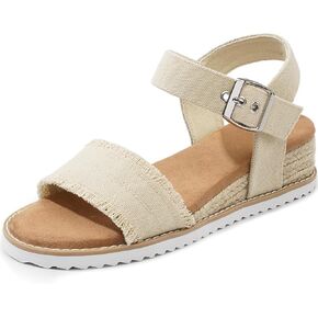 Dodow Womens Espadrilles Wedge Sandals Closed Toe Mid Heel Ankle Strap Dress Sandals