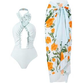 3 قطعة للسباحة للنساء تنورة شيفون Swimsuit Summer Disual Beach Vacation Suits Meddest Bathing Suits