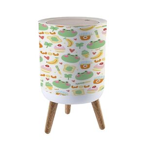 Small Trash Can with Lid Seamless Pattern Cute Frog Balloon Star Moon Sky Animal Character Baby Garbage Bin Pet Proof Waste Basket for Kitchen Bathroom Office Bedroom Decorative 1.8 Gallon