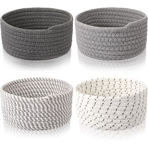 Boao 4 Pcs Small Storage Cotton Rope Woven Baskets for Gifts Empty Boho Shelf Closet Storage Bins Gift Cute Baby Basket Nursery Holiday Decorative Bins for Living Room Bedroom(Brown)