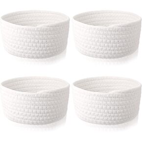 Boao 4 PCS تخزين صغير الحبل القطن السلال المنسوجة للهدايا الفارغة بوهو الرف خزانة الصناديق هدية لطيفة طفل سلة الحضانة صناديق ديكور لغرفة غرفة المعيشة (بني) in Kuwait