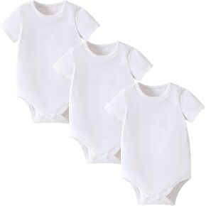 Romperinbox Baby Girl Sleeve Sleeve Onsies ، 3 حزمة متعددة الألوان bodysuit ، صلب متآكل ، رقبة الطاقم 0-24 شهر
